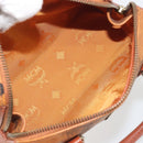MCM Logogram Vicetos Mini Boston Bag PVC Leather Brown Gold Auth mr2858-11