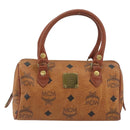 MCM Logogram Vicetos Mini Boston Bag PVC Leather Brown Gold Auth mr2858-13
