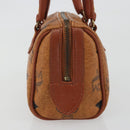 MCM Logogram Vicetos Mini Boston Bag PVC Leather Brown Gold Auth mr2858-3