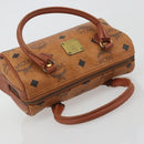 MCM Logogram Vicetos Mini Boston Bag PVC Leather Brown Gold Auth mr2858-6