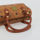 MCM Logogram Vicetos Mini Boston Bag PVC Leather Brown Gold Auth mr2858-7