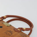 MCM Logogram Vicetos Mini Boston Bag PVC Leather Brown Gold Auth mr2858-8