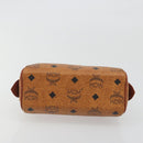 MCM Logogram Vicetos Mini Boston Bag PVC Leather Brown Gold Auth mr2858-5
