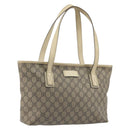GUCCI GG Supreme Tote Bag PVC Beige Silver 211138 Auth mr2860-1