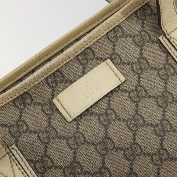 GUCCI GG Supreme Tote Bag PVC Beige Silver 211138 Auth mr2860