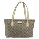 GUCCI GG Supreme Tote Bag PVC Beige Silver 211138 Auth mr2860-2