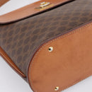 CELINE Macadam Canvas Shoulder Bag PVC Leather Brown Gold Auth mr2861-15