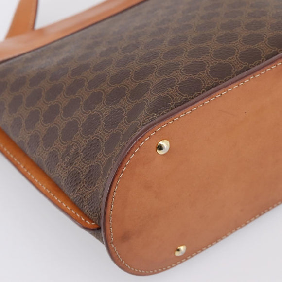 CELINE Macadam Canvas Shoulder Bag PVC Leather Brown Gold Auth mr2861