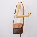 CELINE Macadam Canvas Shoulder Bag PVC Leather Brown Gold Auth mr2861-24