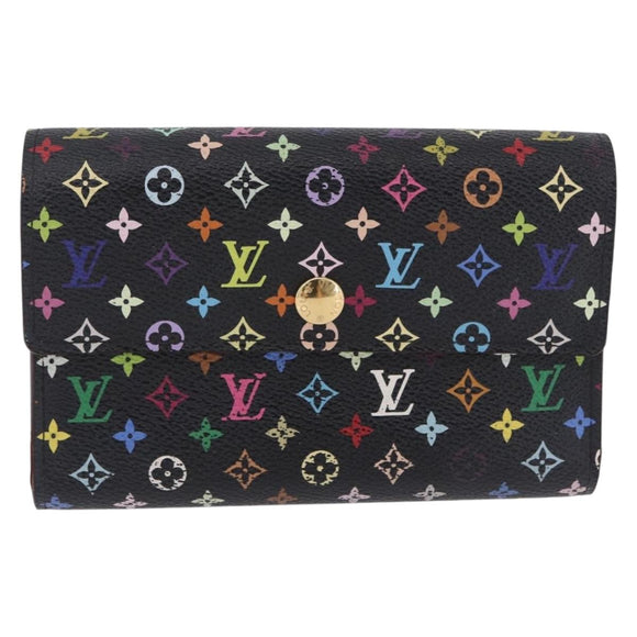 LOUIS VUITTON Monogram Multicolor Wallet Black LV Auth mr2867