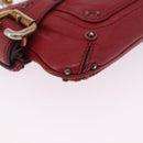 Chloe Accessory Pouch Leather Red Gold Silver Auth mr2868A-12
