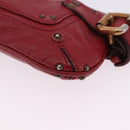 Chloe Accessory Pouch Leather Red Gold Silver Auth mr2868A-13