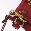 Chloe Accessory Pouch Leather Red Gold Silver Auth mr2868A-17
