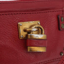 Chloe Accessory Pouch Leather Red Gold Silver Auth mr2868A-18