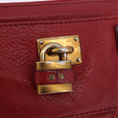 Chloe Accessory Pouch Leather Red Gold Silver Auth mr2868A-19