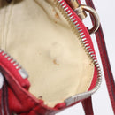 Chloe Accessory Pouch Leather Red Gold Silver Auth mr2868A-23