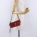 Chloe Accessory Pouch Leather Red Gold Silver Auth mr2868A-27