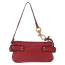 Chloe Accessory Pouch Leather Red Gold Silver Auth mr2868A-3
