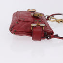 Chloe Accessory Pouch Leather Red Gold Silver Auth mr2868A-4