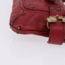 Chloe Accessory Pouch Leather Red Gold Silver Auth mr2868A-5