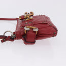 Chloe Accessory Pouch Leather Red Gold Silver Auth mr2868A-6