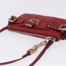 Chloe Accessory Pouch Leather Red Gold Silver Auth mr2868A-7