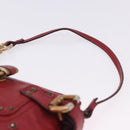 Chloe Accessory Pouch Leather Red Gold Silver Auth mr2868A-9