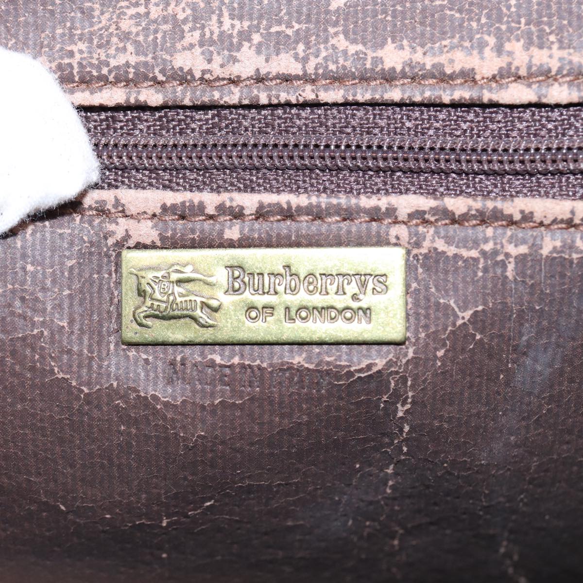 Burberrys Nova Check Boston Bag PVC Leather Beige Auth mr287