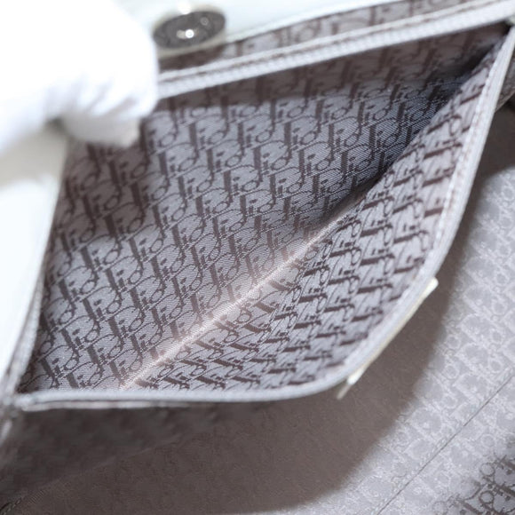 Christian Dior Canage Hand Bag Leather White Silver Auth mr2872V