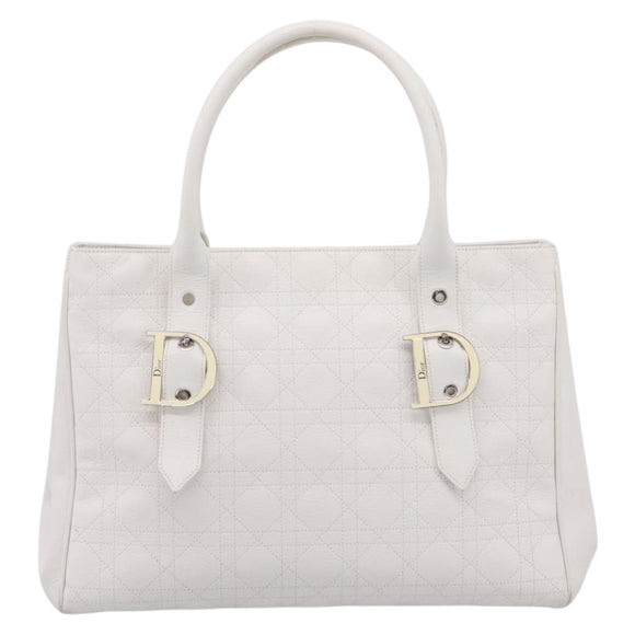 Christian Dior Canage Hand Bag Leather White Silver Auth mr2872V