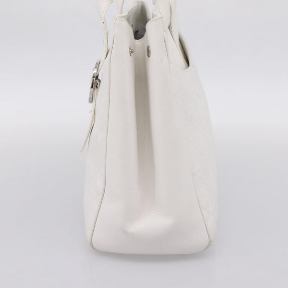 Christian Dior Canage Hand Bag Leather White Silver Auth mr2872V