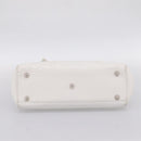Christian Dior Canage Hand Bag Leather White Silver Auth mr2872V-9