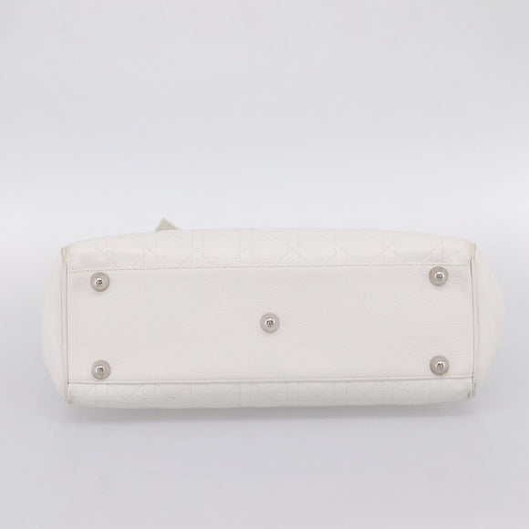 Christian Dior Canage Hand Bag Leather White Silver Auth mr2872V