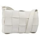 BOTTEGA VENETA MAXI INTRECCIATO Cassette Bag Leather White Silver Auth mr2874V-1