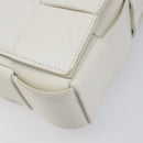 BOTTEGA VENETA MAXI INTRECCIATO Cassette Bag Leather White Silver Auth mr2874V-11