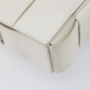 BOTTEGA VENETA MAXI INTRECCIATO Cassette Bag Leather White Silver Auth mr2874V-12