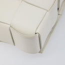BOTTEGA VENETA MAXI INTRECCIATO Cassette Bag Leather White Silver Auth mr2874V-13