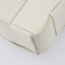 BOTTEGA VENETA MAXI INTRECCIATO Cassette Bag Leather White Silver Auth mr2874V-14