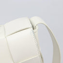 BOTTEGA VENETA MAXI INTRECCIATO Cassette Bag Leather White Silver Auth mr2874V-16