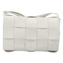 BOTTEGA VENETA MAXI INTRECCIATO Cassette Bag Leather White Silver Auth mr2874V-2