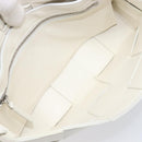 BOTTEGA VENETA MAXI INTRECCIATO Cassette Bag Leather White Silver Auth mr2874V-20
