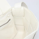 BOTTEGA VENETA MAXI INTRECCIATO Cassette Bag Leather White Silver Auth mr2874V-21