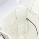 BOTTEGA VENETA MAXI INTRECCIATO Cassette Bag Leather White Silver Auth mr2874V-22