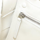 BOTTEGA VENETA MAXI INTRECCIATO Cassette Bag Leather White Silver Auth mr2874V-23