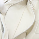 BOTTEGA VENETA MAXI INTRECCIATO Cassette Bag Leather White Silver Auth mr2874V-24