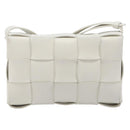BOTTEGA VENETA MAXI INTRECCIATO Cassette Bag Leather White Silver Auth mr2874V-3