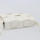 BOTTEGA VENETA MAXI INTRECCIATO Cassette Bag Leather White Silver Auth mr2874V-6