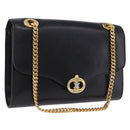 CELINE Chain Shoulder Bag Leather Black Gold Auth mr2876A-1