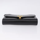 CELINE Chain Shoulder Bag Leather Black Gold Auth mr2876A-10