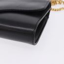 CELINE Chain Shoulder Bag Leather Black Gold Auth mr2876A-12